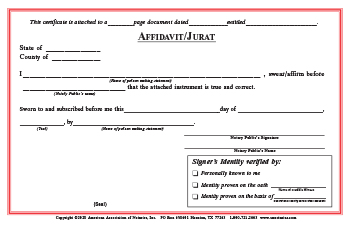 Missouri Affidavit/Jurat Notarial Certificate Pad