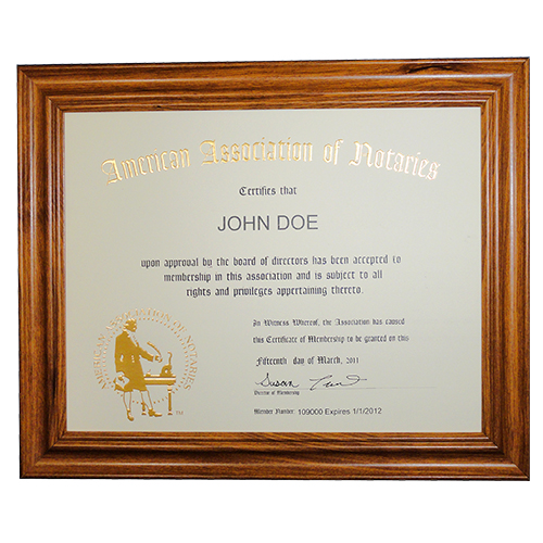 AAN Membership Certificate Frame - Missouri